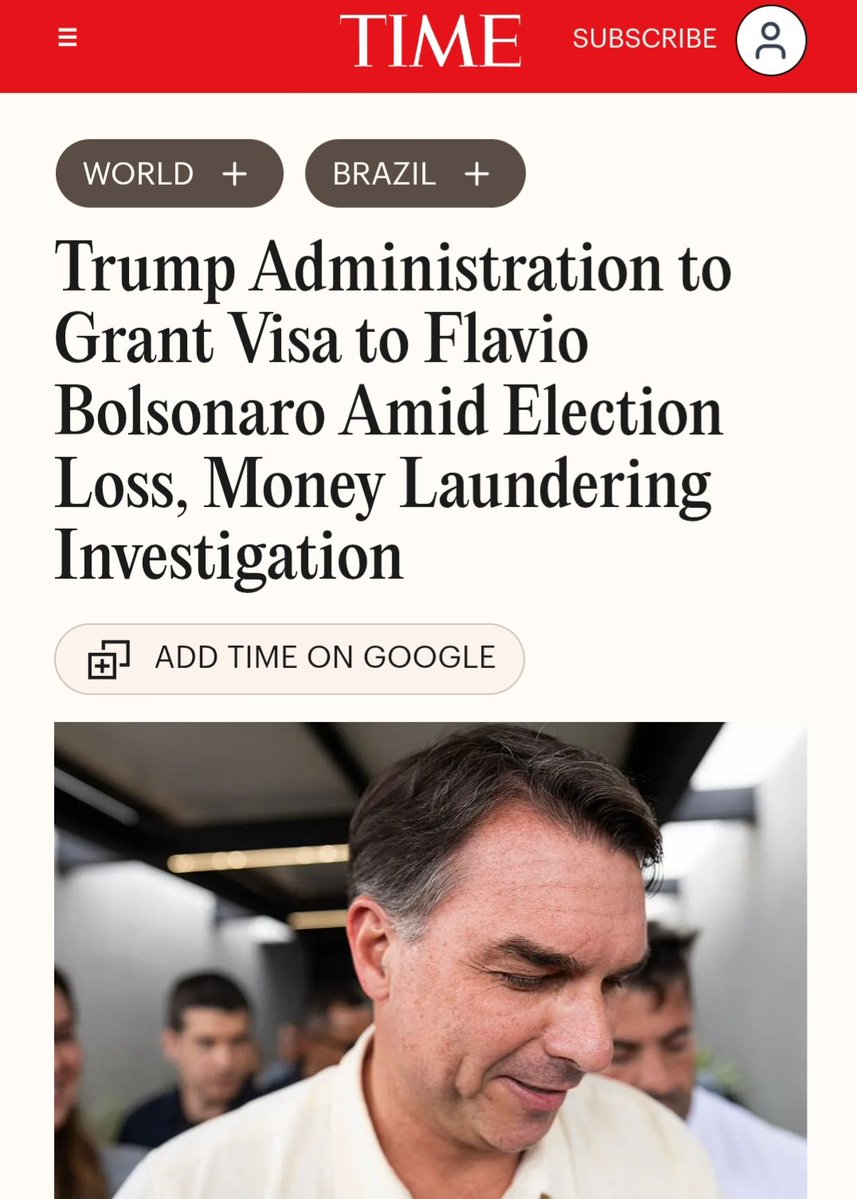 BenjaminNorton's tweet photo. The US hosts criminals, drug-traffickers, and corrupt oligarchs from across Latin America.

Brazil's Bolsonaro crime family is propped up by the US.

The US government has admitted that it is giving a visa to corrupt Brazilian politician Flávio Bolsonaro, who is a fugitive from justice who fled an investigation into money laundering.

Flávio's father, the far-right former President Jair Bolsonaro, fled Brazil for Florida after he refused to accept his loss to Lula in the 2022 election and tried to launch a military coup, which failed.

Flávio's brother, the corrupt far-right former politician Eduardo Bolsonaro, is also a fugitive from justice who has been living in the US, and working closely with Trump's MAGA movement.

Jair admitted that Eduardo is even seeking US citizenship.

The Bolsonaro crime family is loyal to the US empire (and its own portfolio), not Brazil.