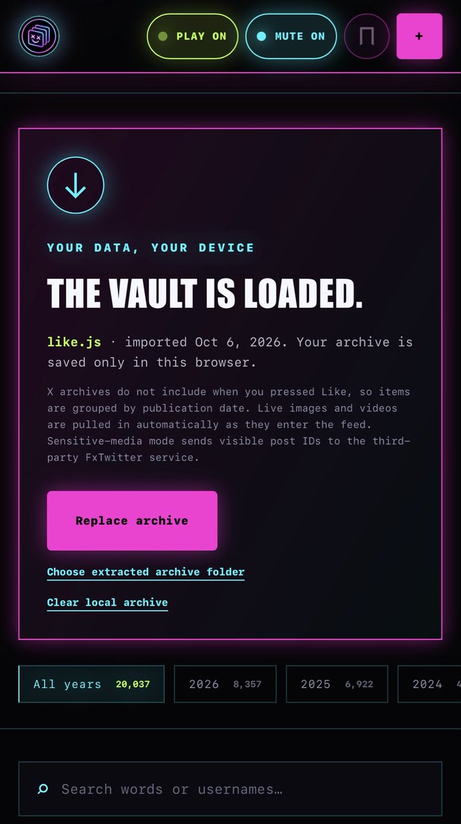 GoonVaultxyz's tweet photo. Sneak peak at the Ui 😈 You will be able to view your likes based on keywords, years, and months. As it should be. 😵‍💫 #gooner #goonvault #goon https://t.co/XWCuOCffdi