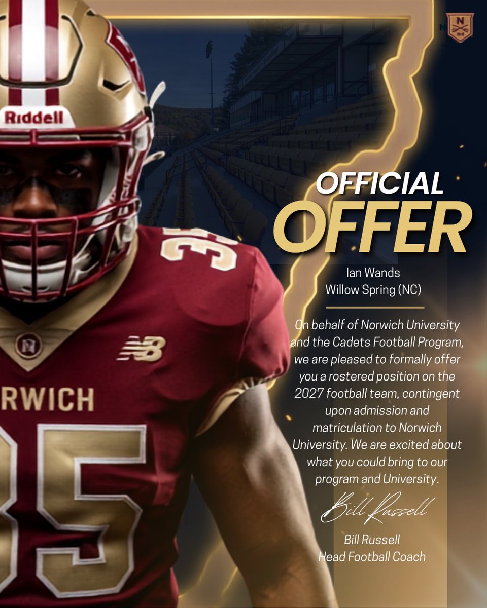 Ian__Wands's tweet photo. Blessed to receive my first offer from @CoachKeithEmery at @NorwichFB! #AGTG @CoachJWilkes @WS_Storm_FB @_CoachLA https://t.co/wmWDX9UR4q