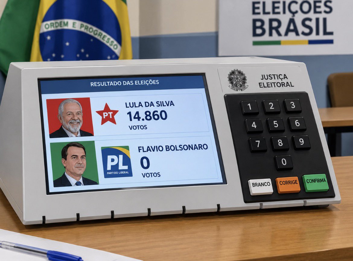 ElTrumpista's tweet photo. Hubo 106 urnas en la 2da vuelta de Brasil en la que BOLSONARO tuvo 0 VOTOS.

En esas mismas urnas Lula consiguió casi 15 mil votos vs 0 de Bolsonaro. ¿Cuáles son las chances?

🗳️ Resultado en 106 urnas
🔴 Lula - 14.860 votos 
🟢 Bolsonaro - 0 votos https://t.co/bIXdpHxoGn