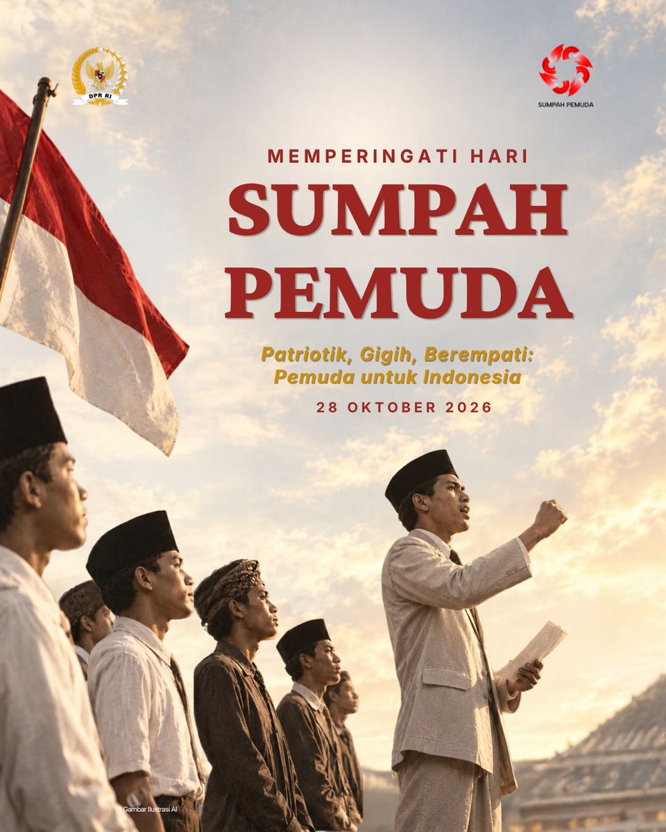 DPR_RI's tweet photo. Menjadi pemuda bukan soal siapa yang paling hebat, tapi tentang berani melangkah, saling menguatkan, dan ikut memberi arti untuk negeri.
Mari terus tumbuh, berkarya, dan berjalan bersama untuk Indonesia yang lebih baik. ❤️🤍
Selamat Hari Sumpah Pemuda! https://t.co/UkoD1JcALS