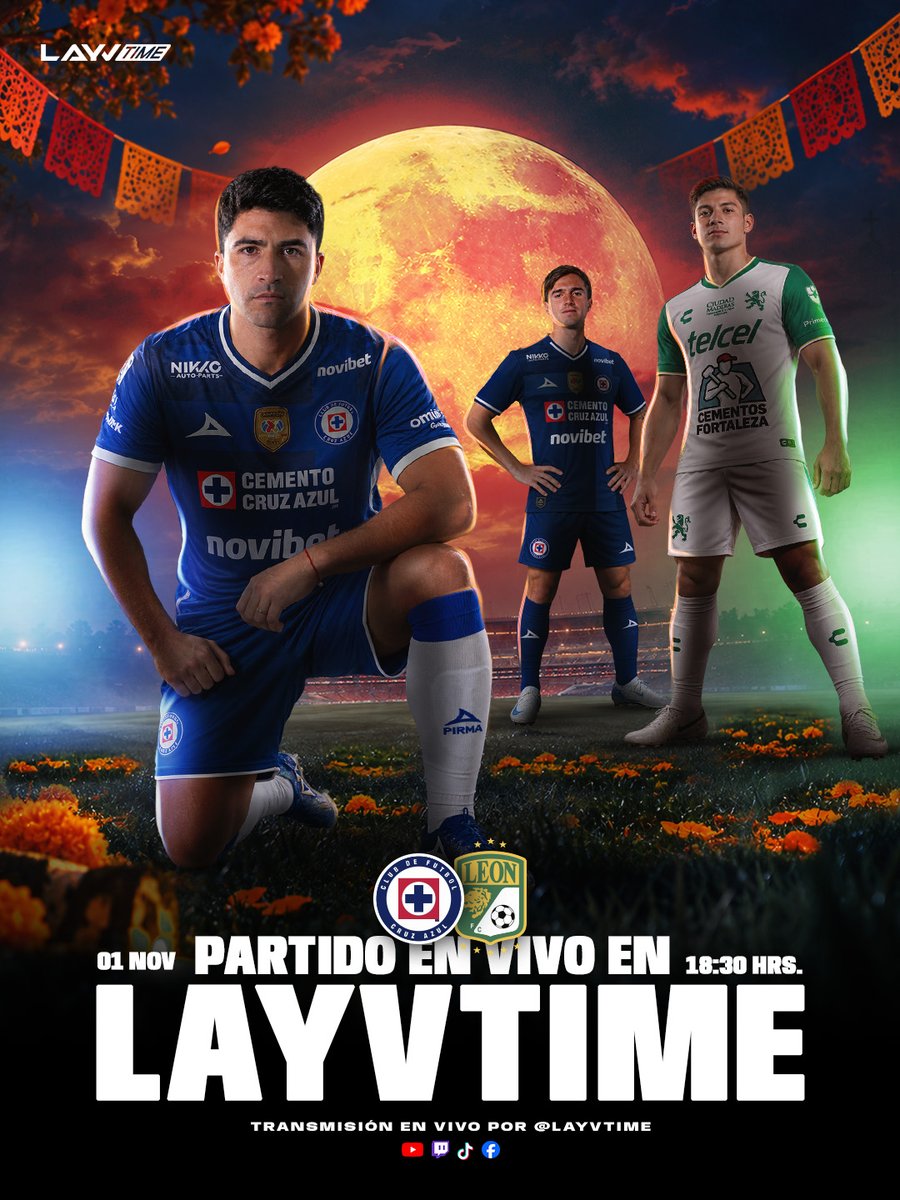 layvtime's tweet photo. ¡CRUZ AZUL VS LEÓN PARA CERRAR EL DOMINGO! ⚽🔥

La Máquina y la Fiera se enfrentan en la jornada 15.

Domingo 1 noviembre | 18:30 h. (CDMX). En vivo y gratis por Layvtime YouTube.

#Layvtime #EnVivo https://t.co/quhc8LgmiD
