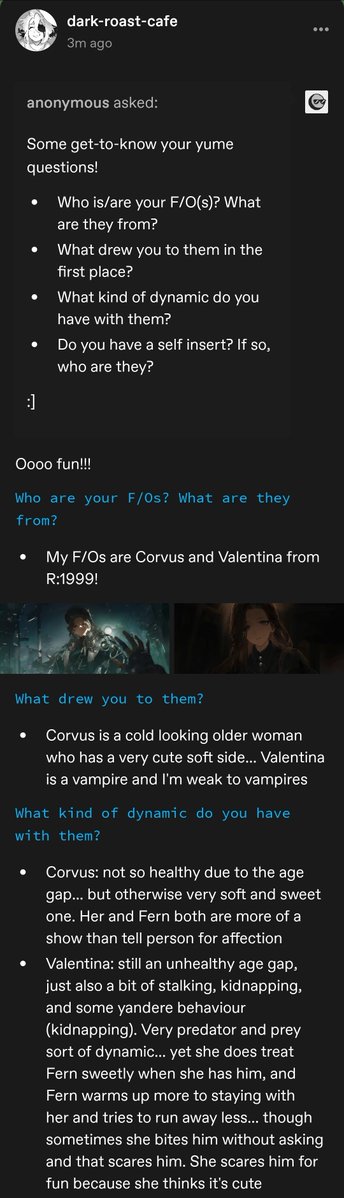 FloodOfFiction's tweet photo. More snippets from tumblr. If i get some interesting asks I'll screenshot to put them here too :)

#proship #darkship #proshiptwt #darkshiptwt #proship🍖🌈 #darkship🎱🎀 https://t.co/zrAcLsRG4M