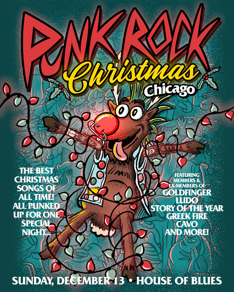 HOBChicago's tweet photo. Get ready to rock around the Christmas tree! 🎸🎄 Punk Rock Christmas takes over House of Blues on Sunday, December 13, featuring members and former members of @goldfingermusic, @LudoRock, @StoryoftheYear, @greekfire , @cavomusic, and more!
https://t.co/mJaG0W8diV https://t.co/01eeRFSFaY