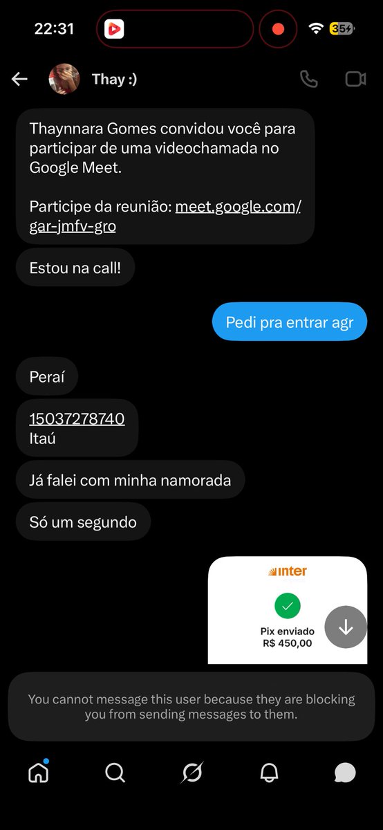 pollyngrid's tweet photo. GOLPISTA

ESSA PESSOA É UMA GOLPISTA

POR FAVOR, ME AJUDEM A ENGAJAR PRA QUE ELA ME DEVOLVA ONDINHEIRO

ELA ESTEVE COM O INGRESSO EM LIGAÇÃO E ASSIM QUE EU TRANSFERI DESLIGOU E SUMIU

DEPOIS QUE TENTEI NEGOCIAR ELA ME BLOQUEOU

#BTS_WORLDTOUR_ARIRANG_BANGKOK VENDA INGRESSO SHOW https://t.co/7D1jnYa9qm