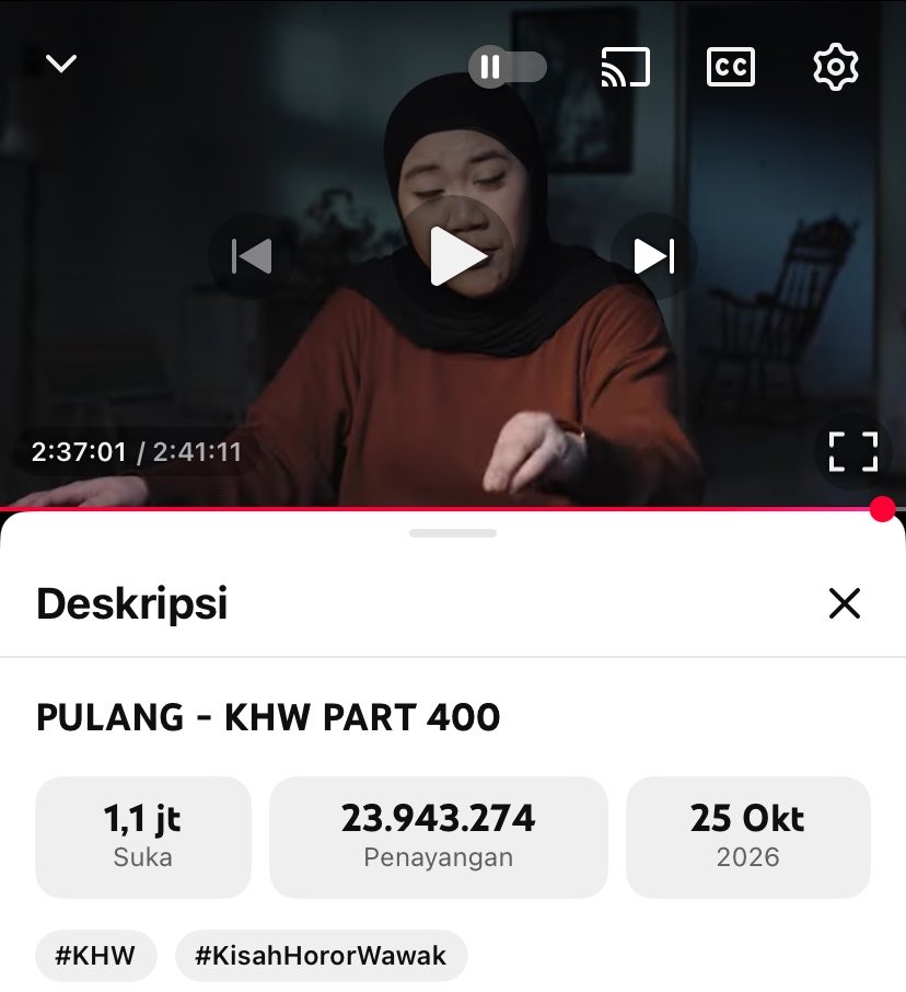 itszweedy's tweet photo. Gila baru 2 hari menuju 3 hari yang nonton khw part 400 udah 23jt, otw 24jt 😭

Penasaran banget gajinya Nadia Omara berapa ya, views dia tinggi terus 😭 https://t.co/s8NvxIjAH5