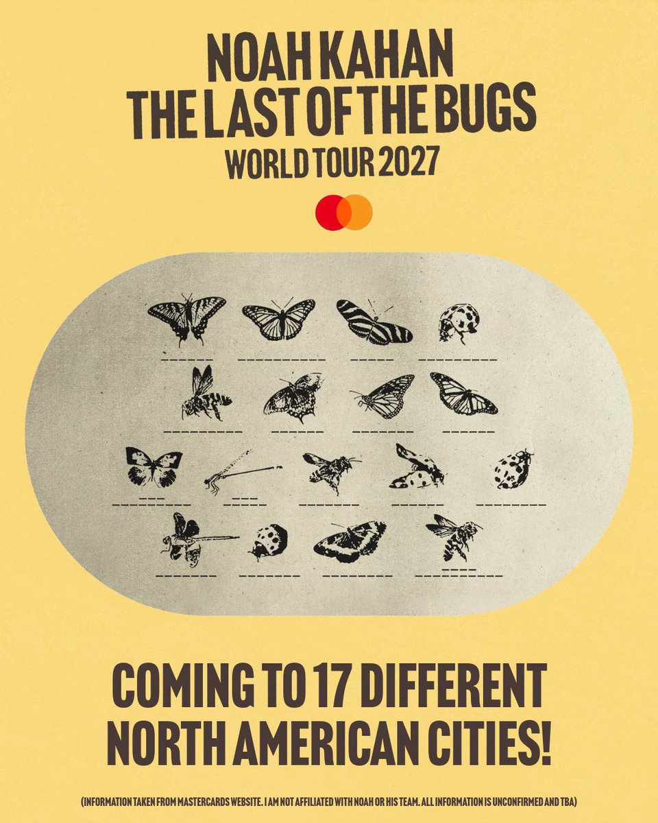 KahanArchive's tweet photo. 🐞| Noah Kahan is seemingly set to announce his North American “The Last Of The Bugs Tour” in just 36 hours, with it set to come to 17 different cities https://t.co/rpnMyiVwvR