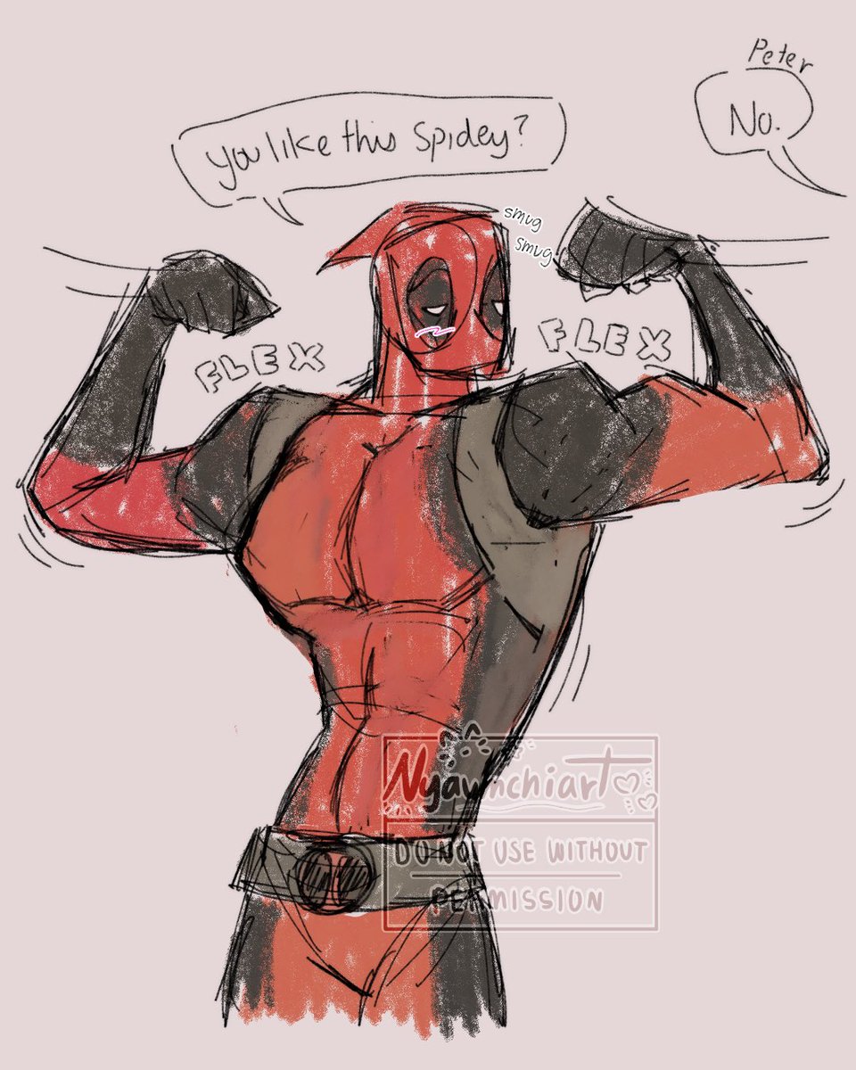 nyumartz's tweet photo. Old sketches of this goofball 😋
#spideypool #Deadpool https://t.co/E8a5ga2Zlk