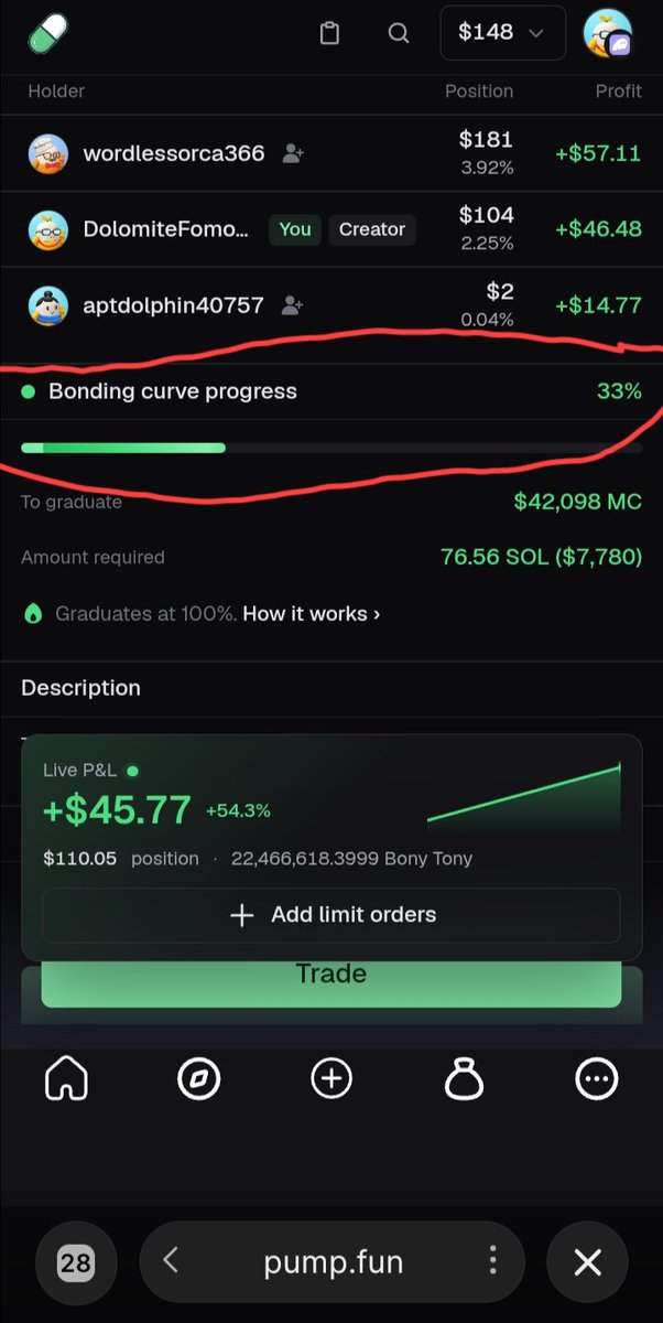 bonytonyx's tweet photo. Don't regret it later 
33% bonding curve progress complete 
100% is near . When this coin graduate.

This will go to the moon and you will all the witness on this ...

I was tell you this coin so don't tell me later I didn't tell you and you didn't have opportunity.
It's totally on you 

Ca; 
DS3tHU2ohdvYKQqNwZbwBpz8dyFbGSr9HTpSougtpump