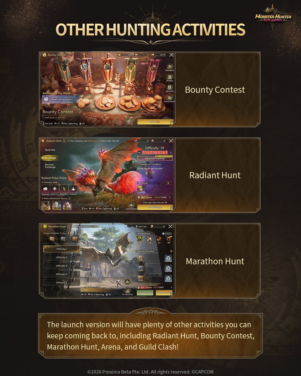 MHO_English's tweet photo. We've compiled all the highlights from the Adventurers' Digest Vol.3. Catch up here!🎉 (2/2)
See you in Aesoland on October 29, Adventurers. Let's begin a brand new journey of hunting and exploration!

Full video: https://t.co/j9BO30ZNjH

▼ Pre-download is now available!
https://t.co/XoyF2jTvD6

*Download all the game resources to claim in-game rewards after the official launch! 

#MHOutlanders #MonsterHunterOutlanders #MHO1029GoHunt