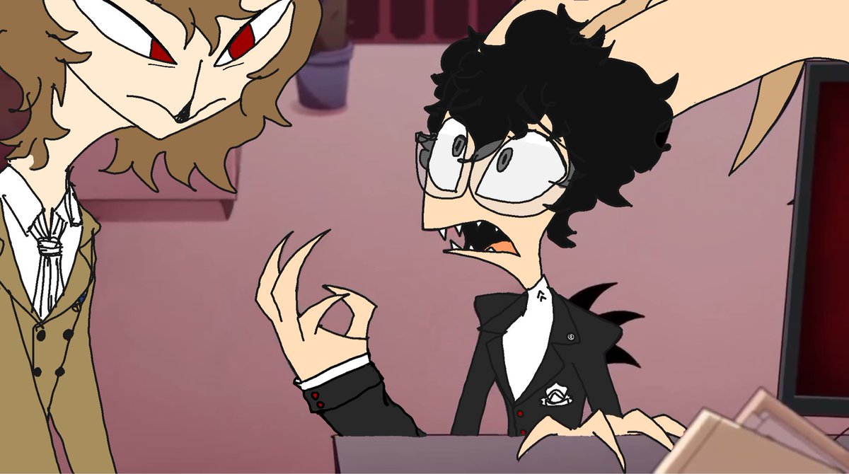 ryujiburger's tweet photo. son of a bitch akechi… that crow-puss used to driiiiip at the sound of my monabus pulling up… https://t.co/zRtSqbLLcR