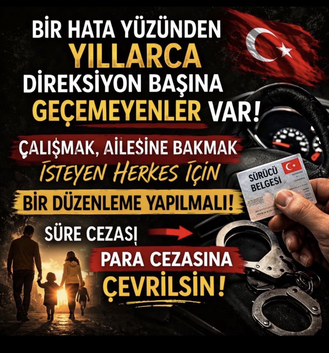 BB46464646's tweet photo. Cumhuriyete YakışanAdalet
#EhliyetMağdurları
Ömürde neler yaşıyor insan kötü zamanımızda yapılan hataları anlayıp kimseye zarar vermeden tövbe ettik  ve denetimler dahilinde şartlı tam kapsamlı ehliyet affı gelsin yuvalar yıkılmasın🇹🇷@MhpTbmmGrubu @bakiersoymhp @Avkthalilozturk https://t.co/SGW94Zevgp