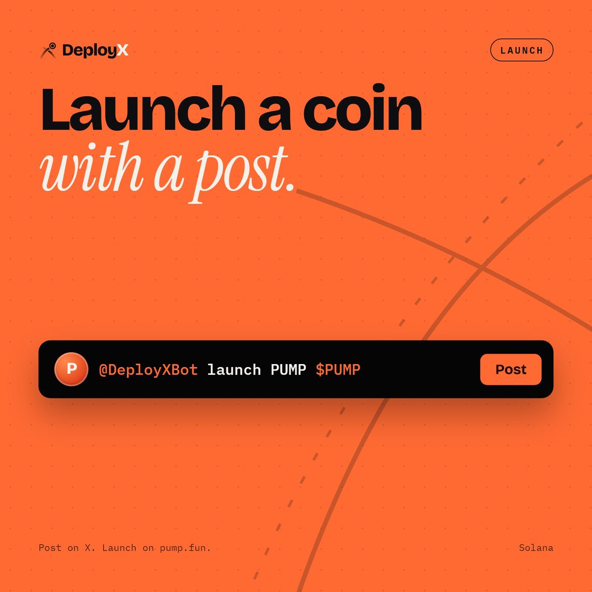 DeployXBOT's tweet photo. Launching on https://t.co/sjNb1K87k1 just became a post.

Tag @DeployXBot with a name, a $TICKER and a logo. DeployX creates the coin on https://t.co/sjNb1K87k1 from your wallet and replies when it's live. https://t.co/hoIg6pF522