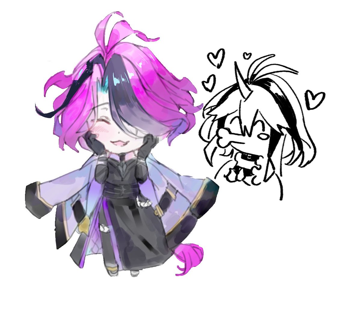 RealCromaMhach's tweet photo. 和亲爱的姐姐在drawpile画画，两个茉是她画的，其余是我画的😋 https://t.co/Q019qVD7H8