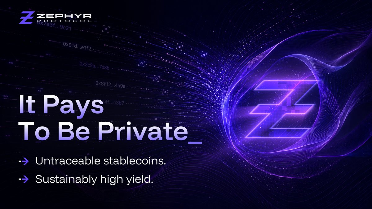 zephyr_org's tweet photo. ZEPHYR gives you a dollar nobody can freeze or trace. 
▦ Private by default, built upon Monero foundations.

Better yet, those dollars work for you — with sustainable, competitive yield. 
▦ +99% return in 24 months.
▦ Purely powered by PoW block rewards.

❯❯ It pays to be private_
zephyr-protocol:native