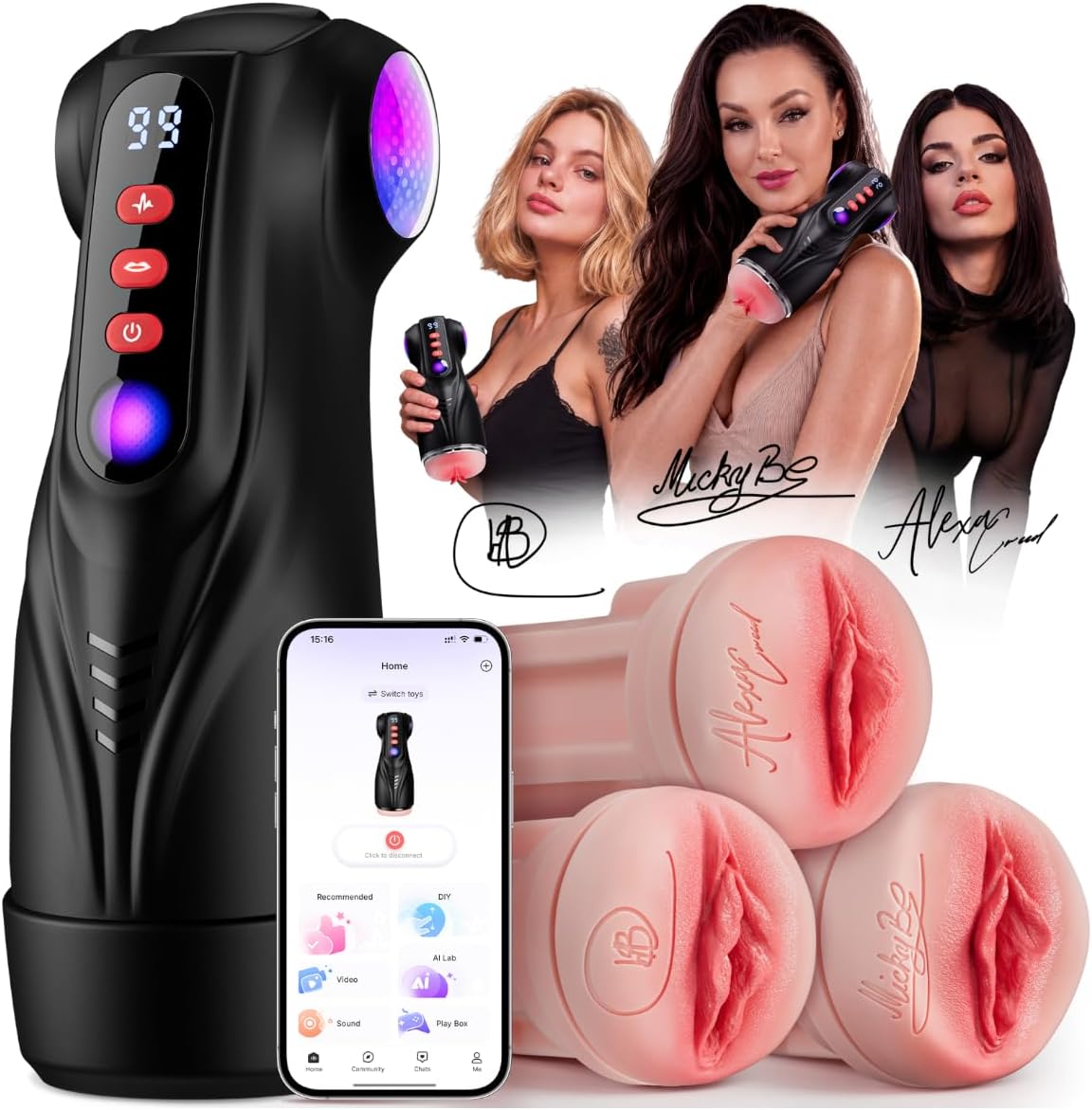 ChloeMarie3g's tweet photo. A smart stroker that pairs with the JOYHUB app — 9 suction and 9 vibration levels, 3 swappable sleeves, and an AI Lover plus video, sound and game sync so every session is different. Contact Us  ：https://t.co/fQJXLm0rJX https://t.co/EfQvJMXabG