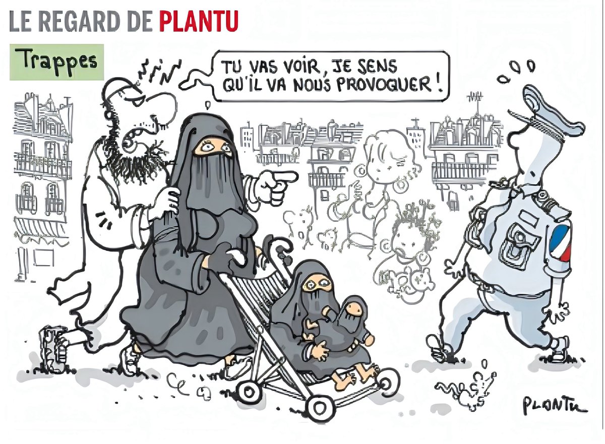 SJallamion's tweet photo. Ce dessin de Plantu date de juillet 2013.

Il a été publié dans le journal Le Monde à la suite des incidents survenus à #Trappes en juillet 2013, consécutifs au contrôle de police d'une femme portant le niqab qui avait entraîné des tensions et des heurts dans la ville.

Pourquoi la gauche est-elle atteinte d’amnésie aujourd’hui et hurle au « racisme » et à « l’islamophobie » quand la droite rappelle que cette ville est en proie aux islamistes ? 🤔