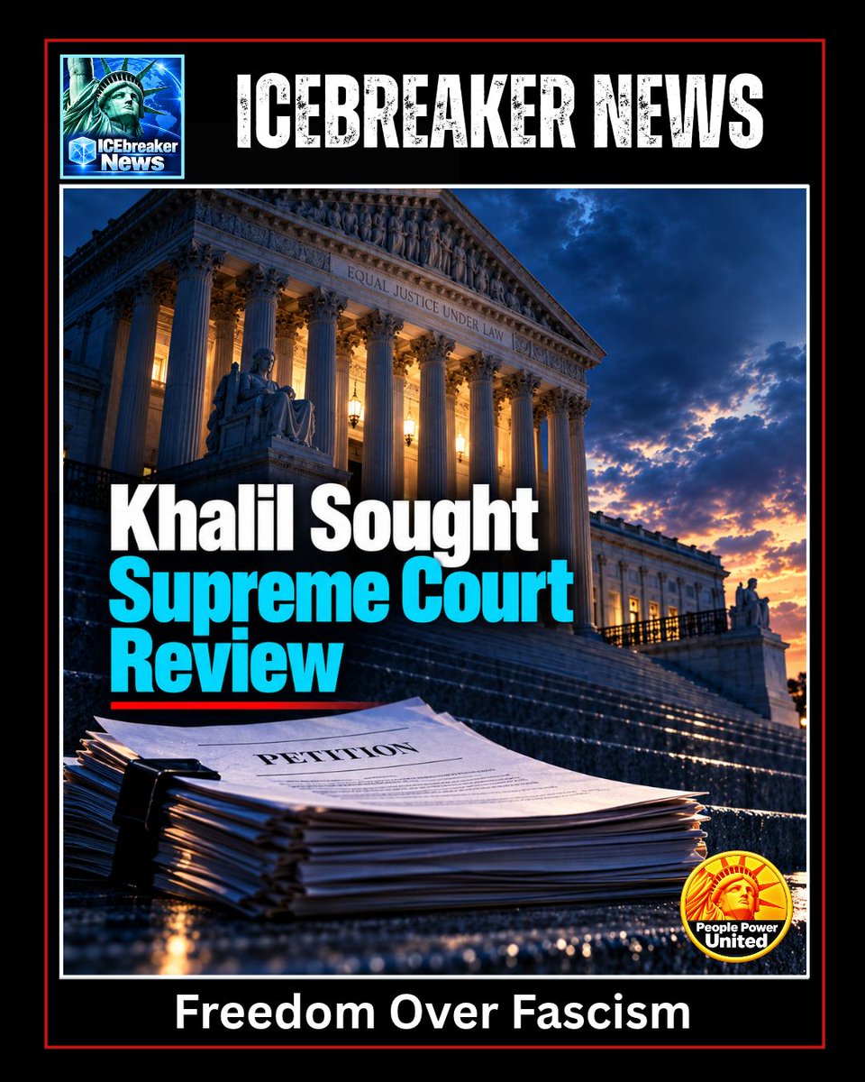 PeoplePwrNews's tweet photo. ⚖️ Mahmoud Khalil petitioned the Supreme Court over access to federal review of his detention. The Court had not agreed to hear it. #DueProcess #ImmigrantRights https://t.co/qhNM5PzKR0 https://t.co/SCgCdpvqnq