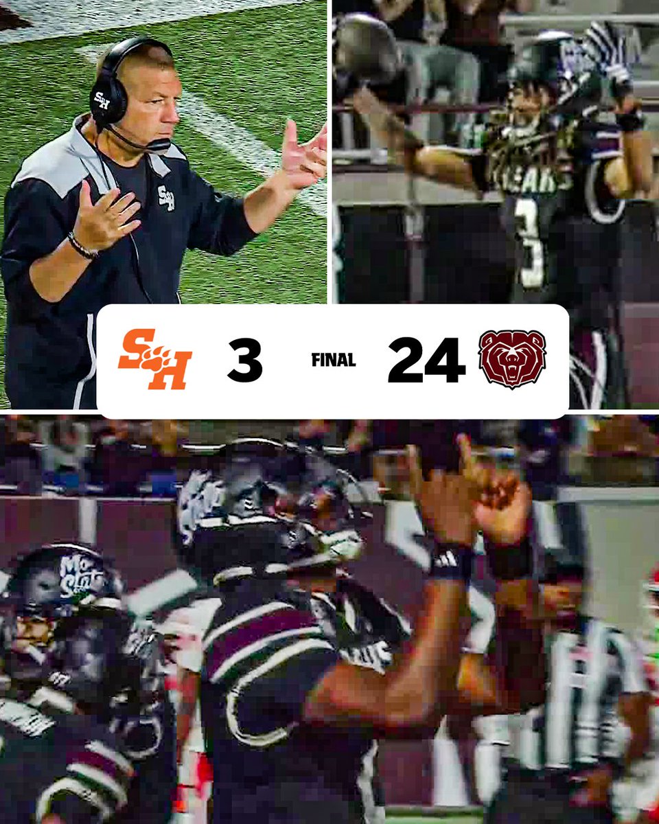 ESPNCFB's tweet photo. The Missouri State Bears were on cruise control against Sam Houston 😤

The Bears registered five sacks, limiting the Sam Houston offense to three points 😳 https://t.co/dl65qSSXkU