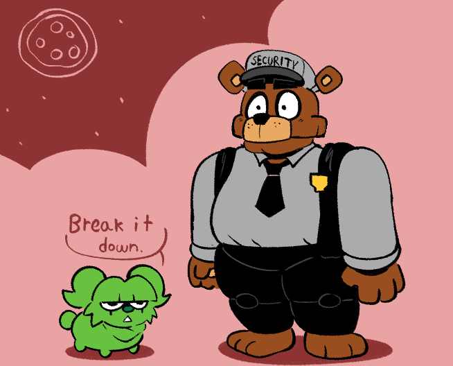 RedDrawsStuff's tweet photo. night of the pizza bear #frickbears3 https://t.co/mMqwBBW0Um