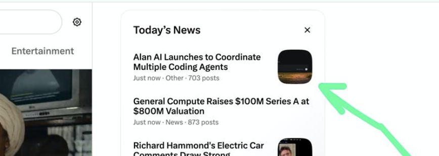 prasad_pilla's tweet photo. WE MADE IT TO TRENDING NEWS ON X 👀

@tryAlanAI is right there alongside major tech stories

we didn't even expect this kind of response. the builders showed up, the community showed up 

we're just getting started! https://t.co/4G2dkjpk43