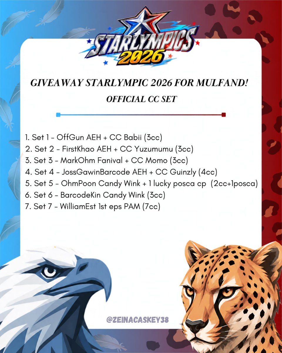 Zeinacaskey38's tweet photo. ❗️❗️RT GIVEAWAY STARLYMPIC 2026 FOR MULFAND❗️❗️
Untuk memperingati starlympic 2026 ak mau ngadain giveaway buat beberapa fandom niihh. . bisa dibaca baik-baik ya diposter buat yang mau ikutan🥰

Contoh comment :
"Set 4 - Mau liat pops joss marahin barcode buat gantiin dada gawin" https://t.co/NGdqV8ayvL