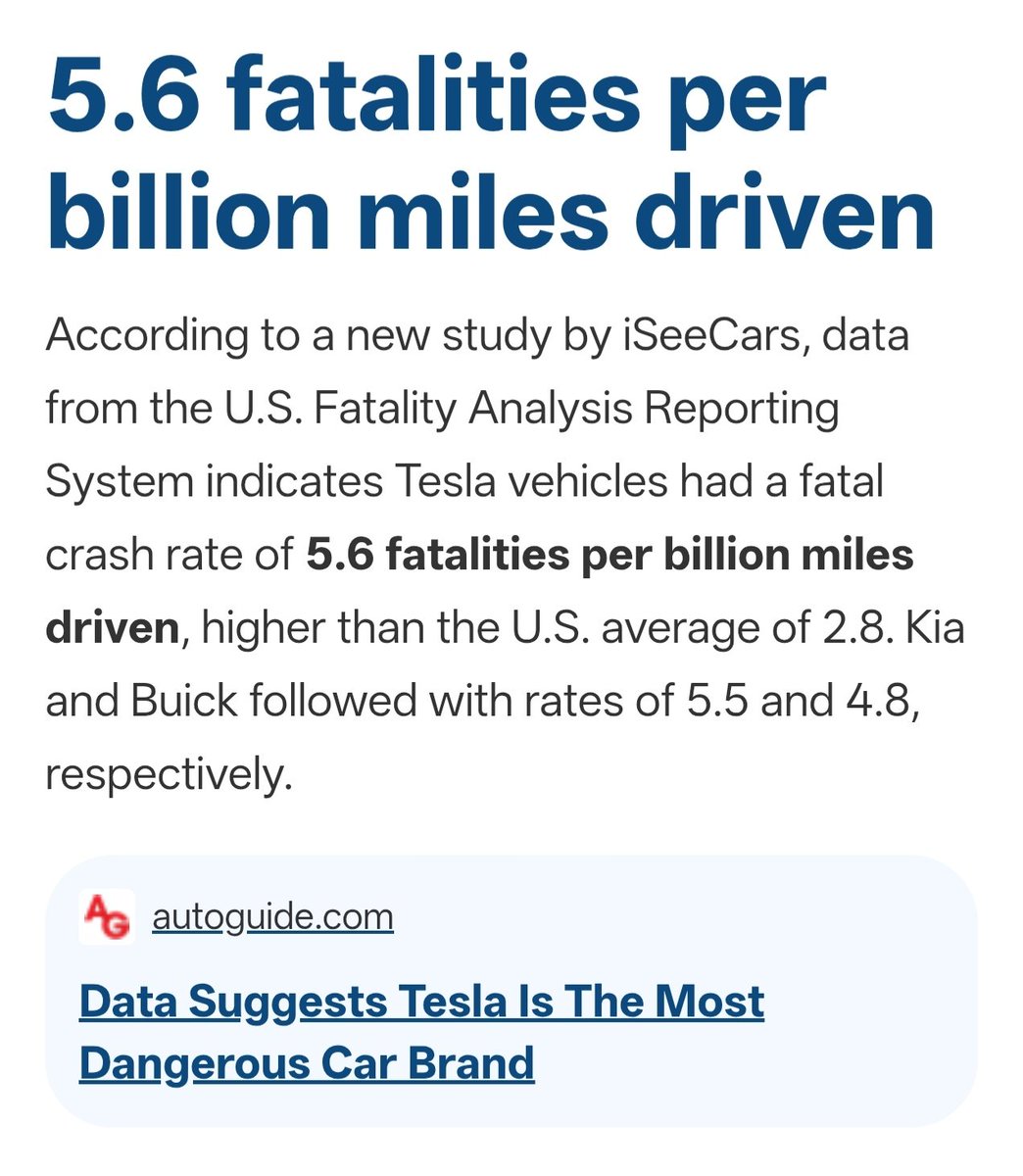 HomoSapienLCY's tweet photo. @runningpuma2019 @AnnaEconomist They are much better than Tesla, which has the highest fatal accident rate among all car brands https://t.co/oPR5CesJHu