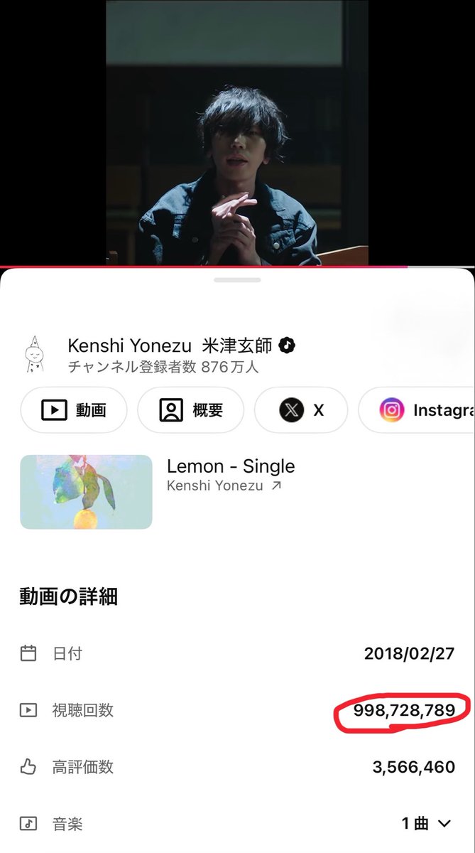 Lucky_dg's tweet photo. Lemonがあと128万回再生で10億！！
ライブが始まる前にみんなで行かせませんか！？🍋 https://t.co/IuUxqGlF7C