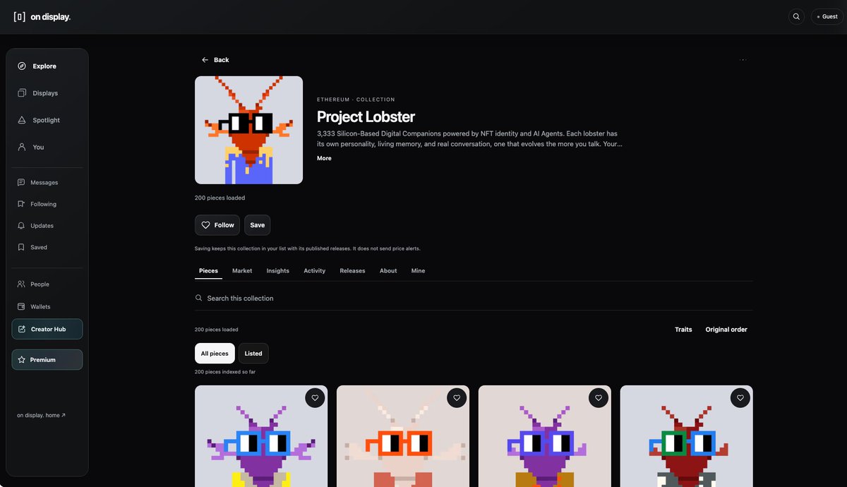lobsternft_lol's tweet photo. Huge shoutout to @bullenciagax for the support! 🦞✨
You can now check out the Project Lobster NFT collection live on @ondisplayapp:
🔗 https://t.co/PafHUCH5dr https://t.co/Q8zMGnQlQy