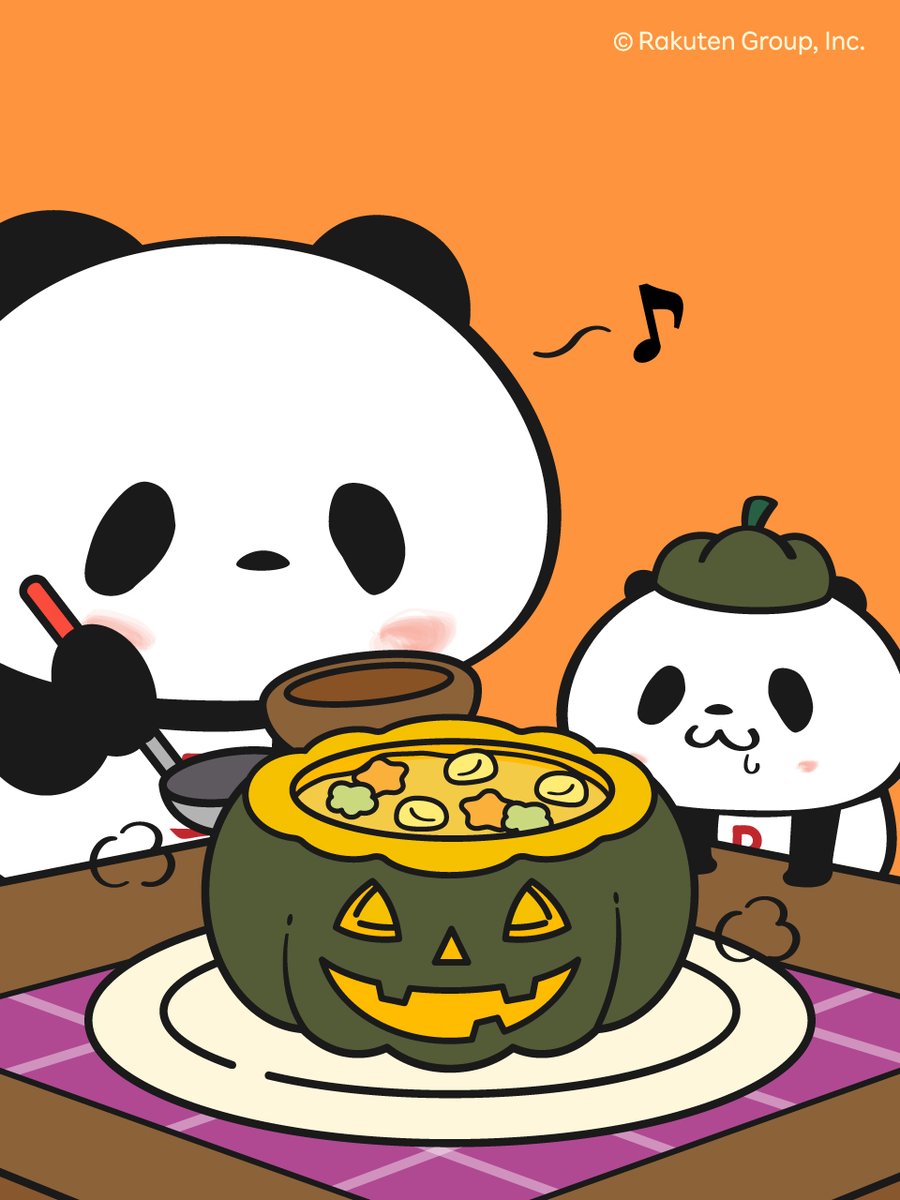 Rakuten_Panda's tweet photo. ハロウィンシチュー、上手に出来たみたい♪ #お買いものパンダ https://t.co/yHyOkyJEG2