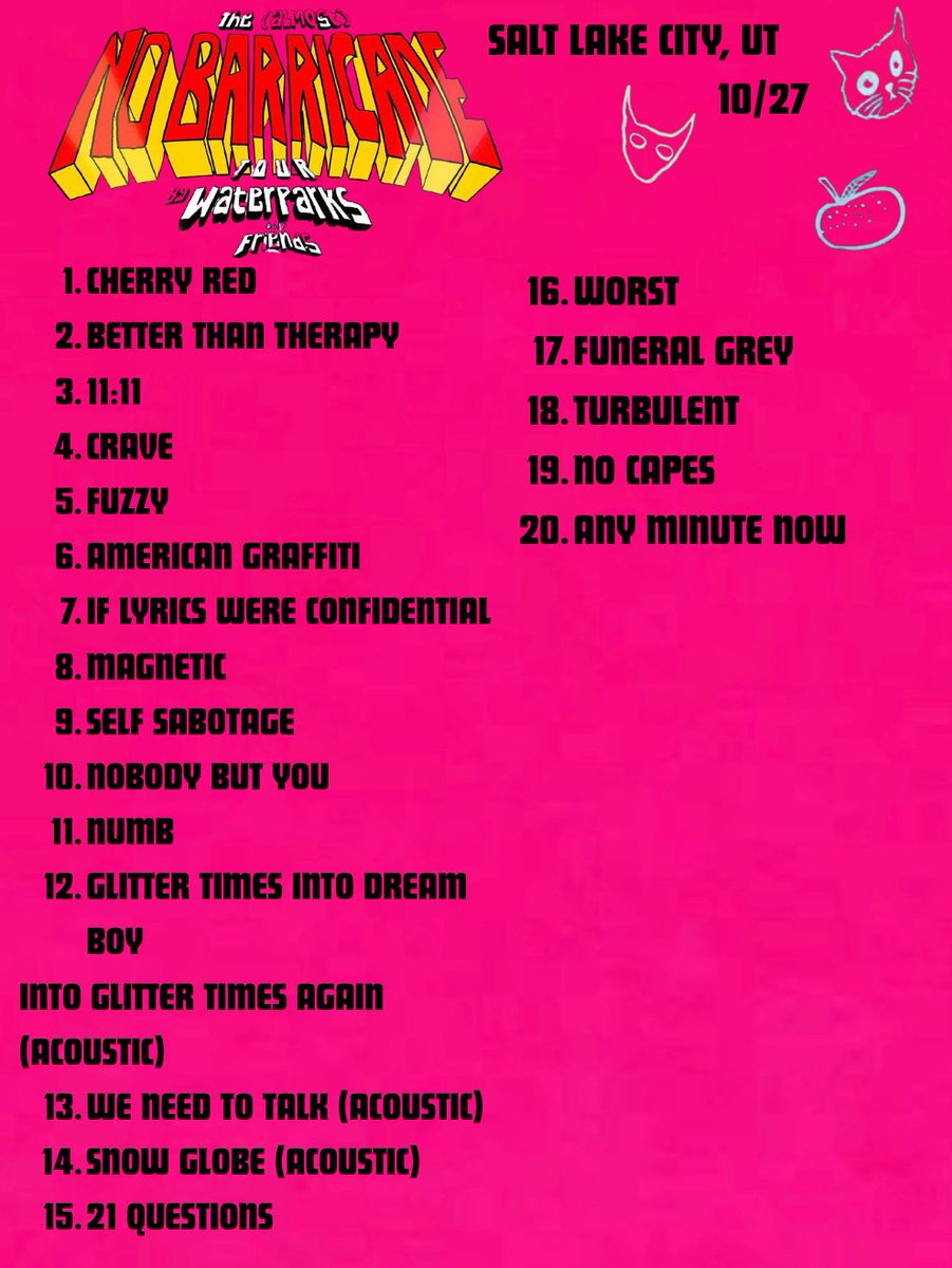 prowlerupdates's tweet photo. SETLIST FOR ‘THE NO BARRICADE TOUR’ SALT LAKE CITY, UT 🩷 https://t.co/dQUB3oFfqn