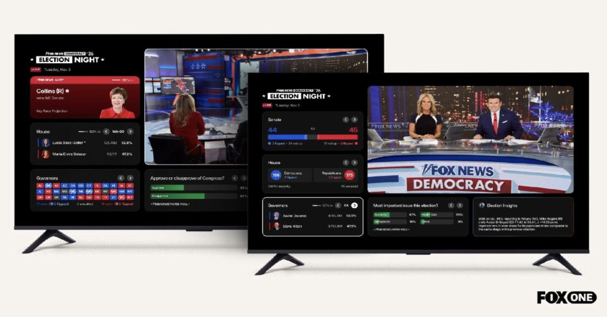 TheDeskDotNet's tweet photo. FIRST ON THE DESK: Fox One is launching interactive features during the 2026 midterm election, including a new "Election Hub" that collates reporting from its local TV stations and Fox News, and a new AI tool that answers questions from viewers.

Read more: https://t.co/3PCSDWrKNJ