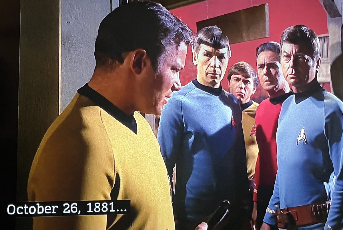10secondfilm's tweet photo. In ST:TOS S3 episode “Spectre of the Gun,” Chekov momentarily dies, and the date given in the show is October 26th, one day after Walter Koenig’s death. Fascinating. #RIPWalterKoenig https://t.co/luUDdUOYub