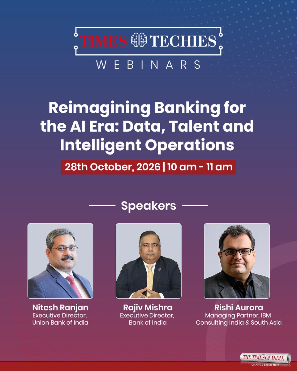 timestechies's tweet photo. Reimagining Banking for the AI Era: Data, Talent and Intelligent Operations

As AI reshapes the financial services landscape, how can banks harness data more effectively, build future-ready talent, and create intelligent operations that drive growth and resilience? https://t.co/XvHZpgelyZ