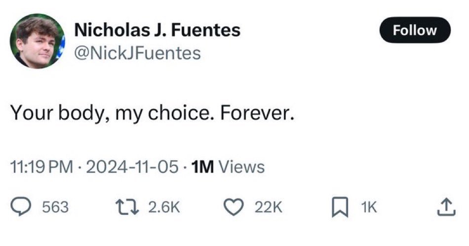 GoodFandom1's tweet photo. @NickJFuentes Took you long enough, dumbfuck https://t.co/1QDXySNHEI