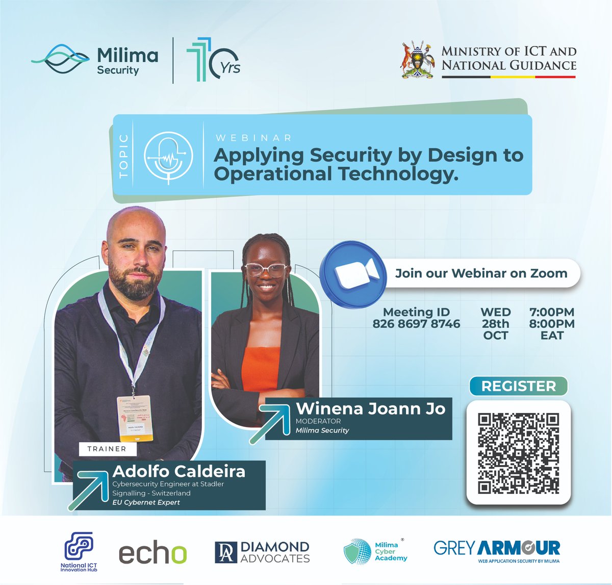 milimatechug's tweet photo. We are going live this evening at 7:00 PM sharp for our webinar on “Applying Security by Design to Operational Technology.” 

Join us and let’s celebrate the #CybersecurityAwarenessMonth together by building a more secure digital future.

Meeting ID: 826 8697 8746 or register using: https://t.co/38TsuRjuSQ, you can also scan the QR code on the poster!

#CSAM2026 #Cybersecurity #OTSecurity #AwarenessMonth