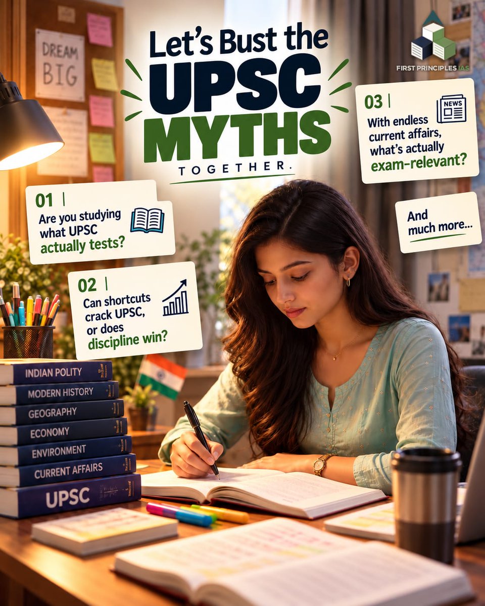fpiasofficial's tweet photo. Clarity is the key at every step of UPSC preparation.
What is relevant, What to read, revising, PYQs, Tests, learning from them, time management.
Cut through the noise &amp; focus on the core.

#FirstPrinciplesIAS #UPSCPreparation #Clarity #Discipline #Excellence https://t.co/RIK0ycnwuz