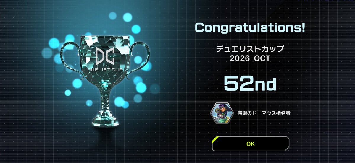 xy_duel's tweet photo. 《DUELIST CUP 2026 OCT》

【使用デッキ】幻影絢嵐M∀LICE
【結果】世界52位/銀アイコン🥈

M∀LICEで3回目の銀アイコン‼️圧倒的感謝‼️
#遊戯王マスターデュエル https://t.co/S9RbyvFVrv
