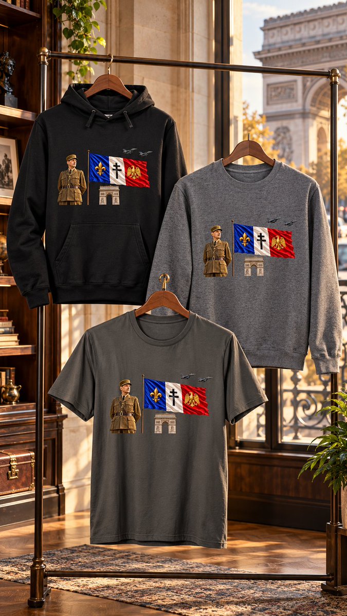 LouisLeRoiFR's tweet photo. 🇫🇷 Affichez votre fibre patriote avec Louis Le Roi !
Charles de Gaulle, croix de Lorraine et drapeau tricolore sur T-shirts, sweats et sweats à capuche. Une dizaine de coloris.
https://t.co/4eYJUwe7Ch
#DeGaulle #Patriote https://t.co/ZpnKbK6waB