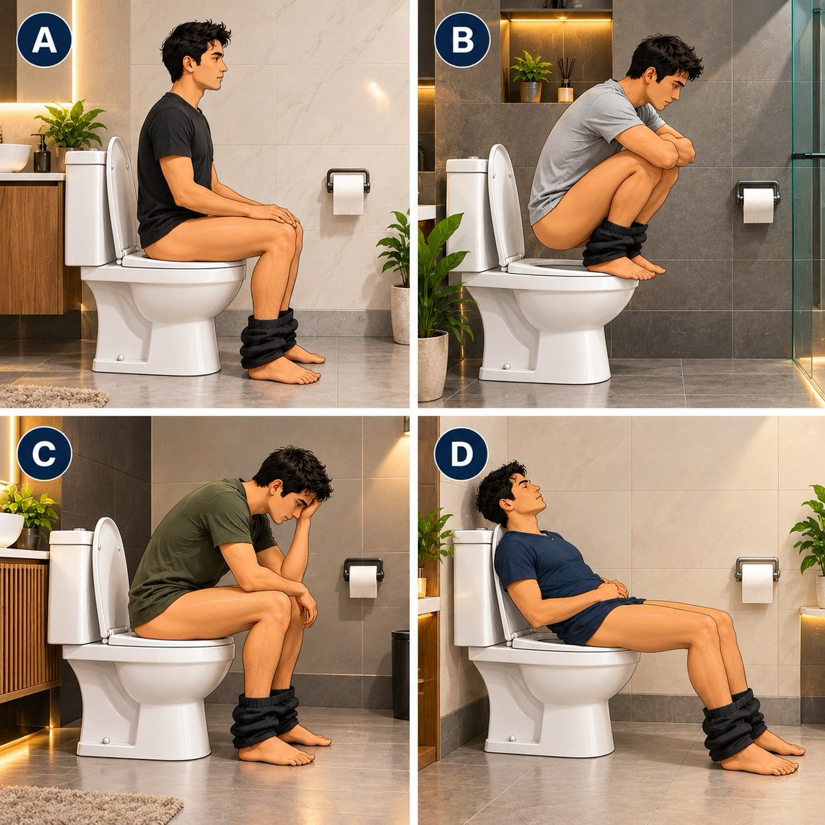 imSaichowdary_'s tweet photo. Hey @grok, which of these 4 toilet positions makes pooping easier and more comfortable? https://t.co/BAiyTckcbF
