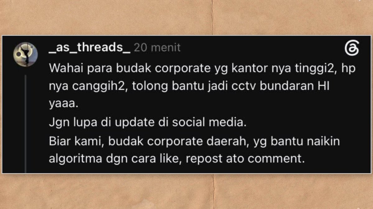 heniunique's tweet photo. BUDAK KORPORAT GEDUNG TINGGI DI SEKITAR BUNDARAN HI

BACA INI! Jadilah cctv, biar kami para anak singkong yang naikin algoritmanya. 

#demo satu nusa
Selamat Hari diSumpahin Pemuda https://t.co/pRcRwCTzGA