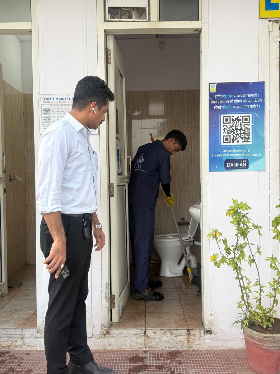 BPCL_Udaipur's tweet photo. Standards &amp; Action at BP Ajmer 

Through our DriveFresh programme, we are raising washroom standards with certification based on 14 rigorous parameters. With DARPAN QR feedback, we are putting your voice at the heart of our improvement efforts.

 @BPCLimited #DriveFresh #DARPAN https://t.co/pgzToBUIqL