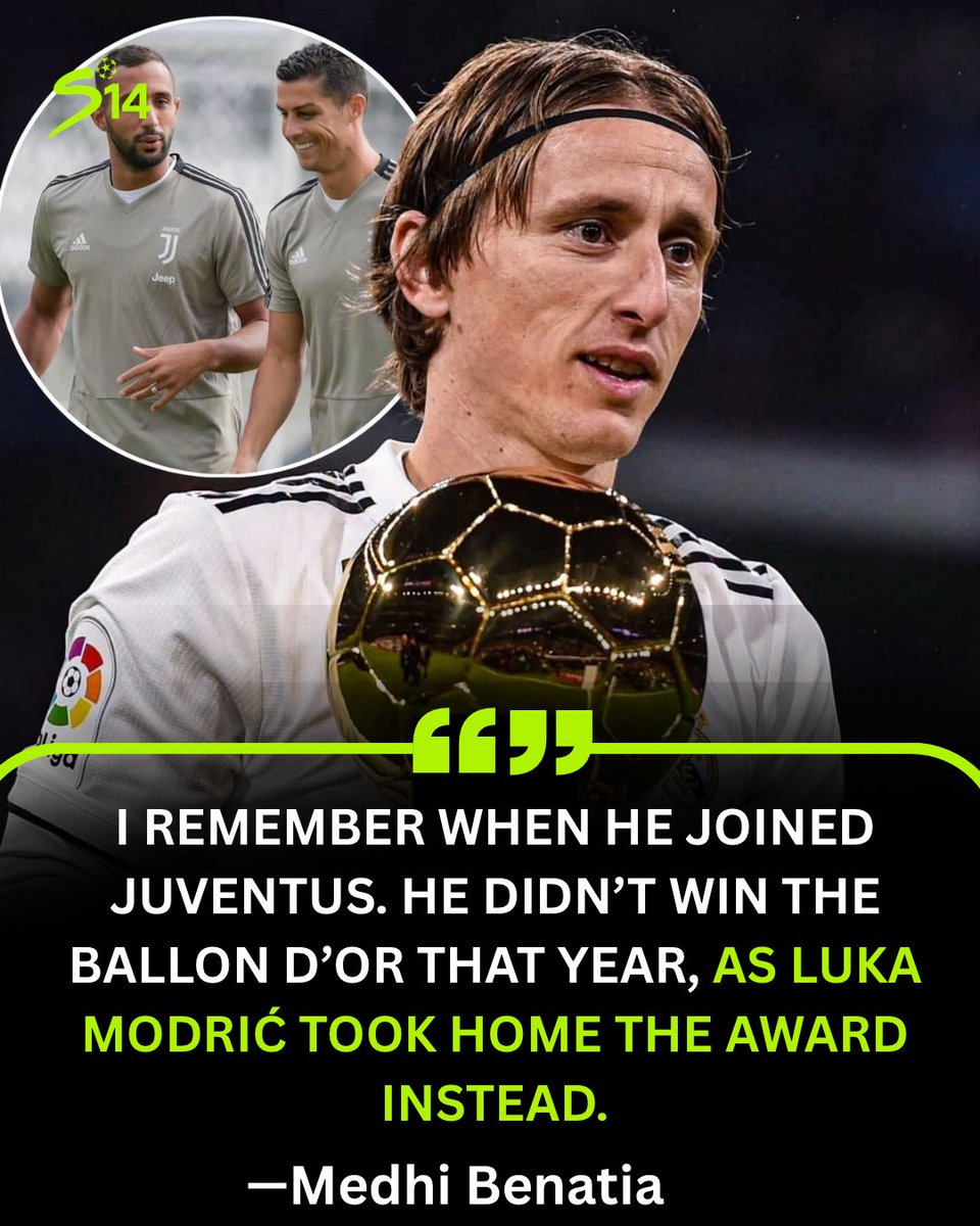 Sport14X's tweet photo. 🚨 Medhi Benatia 🇲🇦 reveals how Cristiano Ronaldo 🇵🇹 reacted to losing the 2018 Ballon d’Or to Luka Modrić 🇭🇷! 🌕👇

🗣️ “I remember the year he joined Juventus. He didn’t win it — Modrić won it instead.

HE WAS HURT! HE WAS HURT! 😳

He was someone who would DIE FOR THE BALLON D’OR! 🏆

He had an incredible season, and they had won the Champions League.

Then he joined Juventus and saw that Modrić was the one who won it.

HE WASN’T HAPPY! HE WASN’T HAPPY! 😬”

🎙️ @affranchistalk