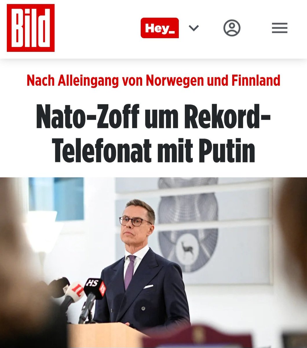 LilitThyra's tweet photo. In der NATO gibt es Streit!
Der Grund: Die Regierungschefs von Norwegen und Finnland haben ein langes Telefonat mit Wladimir Putin geführt.
In dem Telefonat ging es um den Ukraine-Krieg!
Vor allem der finnische Präsident versucht zwischen Russland und der Ukraine zu vermitteln. 
Ihm ist es zu verdanken, dass Russen, Ukrainer und Amerikaner wieder zu dritt verhandeln wollen!

Leider scheinen viele NATO-Staaten Bemühungen, dass der Krieg endlich endet, nicht zu wollen!
Das zeigt, mit wem wir es hier zu tun haben!