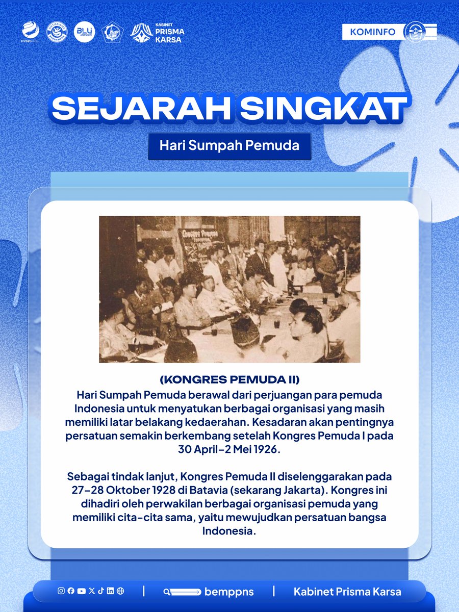 bemppns's tweet photo. Berbeda dalam langkah, satu dalam tujuan. Saatnya pemuda bersatu, berkarya, dan membawa perubahan nyata bagi Indonesia.

Satu semangat, satu Indonesia! ✊🏻

#PPNSSUCCES
#BEMPPNS
#PRISMAKARSA
#SumpahPemuda2026 https://t.co/JVIKUHATmZ
