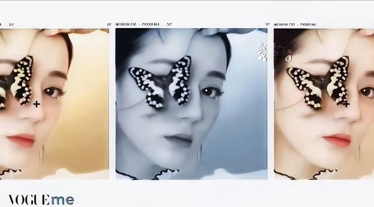 bittersweenn's tweet photo. VOGUE China八年前就拍过迪丽热巴蝴蝶妆造，迪丽热巴和蝴蝶的宿命感
来看全球国际时尚媒体RCFA夸赞本次迪丽热巴神女衔蝶红毯 https://t.co/A5QgTGH0NB