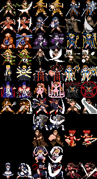 AllbonesJones's tweet photo. today's sprites, and the total so far. thieves and priests are done, meaning it's time to focus on the last few features and start doing level design for the demo https://t.co/N2HJLpt5Ia