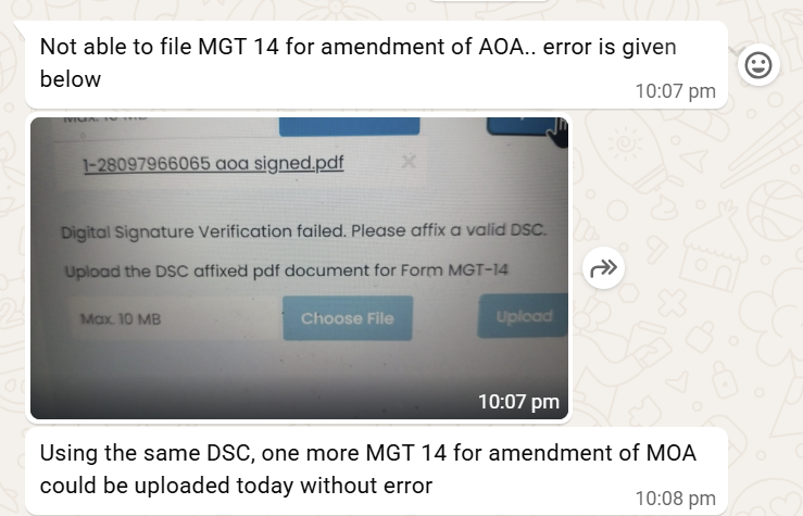 DiveshGoyal04's tweet photo. @HelpdeskMCA21V3 @nsitharamanoffc @nsitharaman @narendramodi @narendramodi @icsi_cs @FinMinIndia @IndiaIcsi @theicai

📷 Almost every professional is facing technical errors on the MCA V3 portal, making statutory filings extremely difficult. https://t.co/HwcGChKfjN