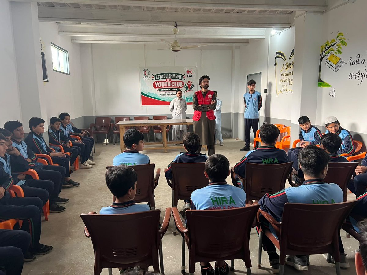 PRC_official's tweet photo. PRCS KP established a Youth Club at Hira School and College, Buner, under the IFRC-supported Emergency Appeal. The session engaged 30 students on the Red Cross and Red Crescent Movement, climate change, and volunteerism.

#YouthEngagement #ClimateAwareness #IFRC https://t.co/5KQ1A20YbI