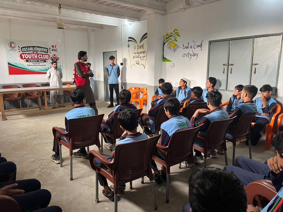 PRC_official's tweet photo. PRCS KP established a Youth Club at Hira School and College, Buner, under the IFRC-supported Emergency Appeal. The session engaged 30 students on the Red Cross and Red Crescent Movement, climate change, and volunteerism.

#YouthEngagement #ClimateAwareness #IFRC https://t.co/5KQ1A20YbI